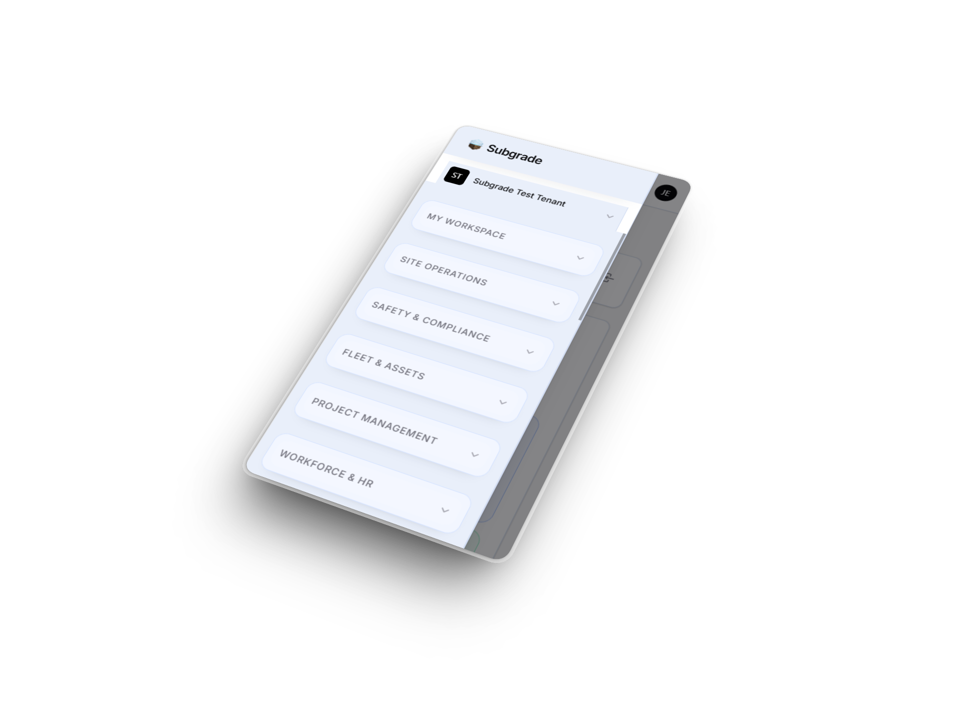 Mobile menu screenshot